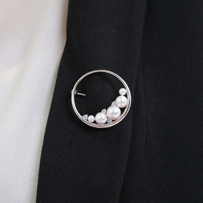 Japanese 3.5-7.0mm Akoya Cultured Pearl with Blue moonstone Brooch for Women with Sterling Silver | Elegant Design Excellent Gift | Pearl Brooch