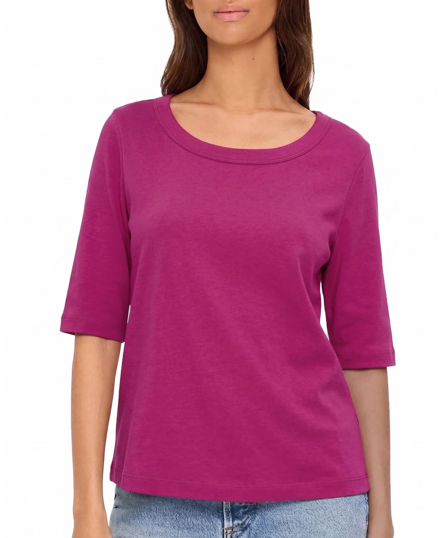 Michael Stars Women's Supima¿ Cotton Slub Elbow Sleeve Swing Tee