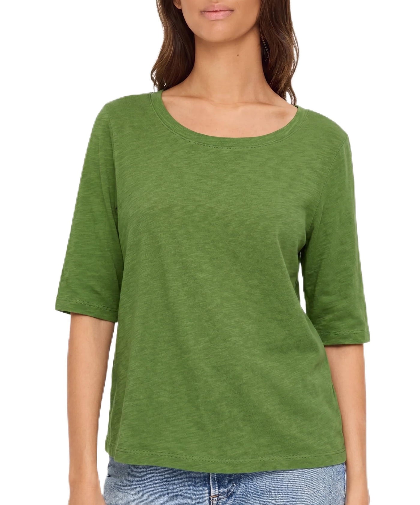 Michael Stars Women's Supima¿ Cotton Slub Elbow Sleeve Swing Tee