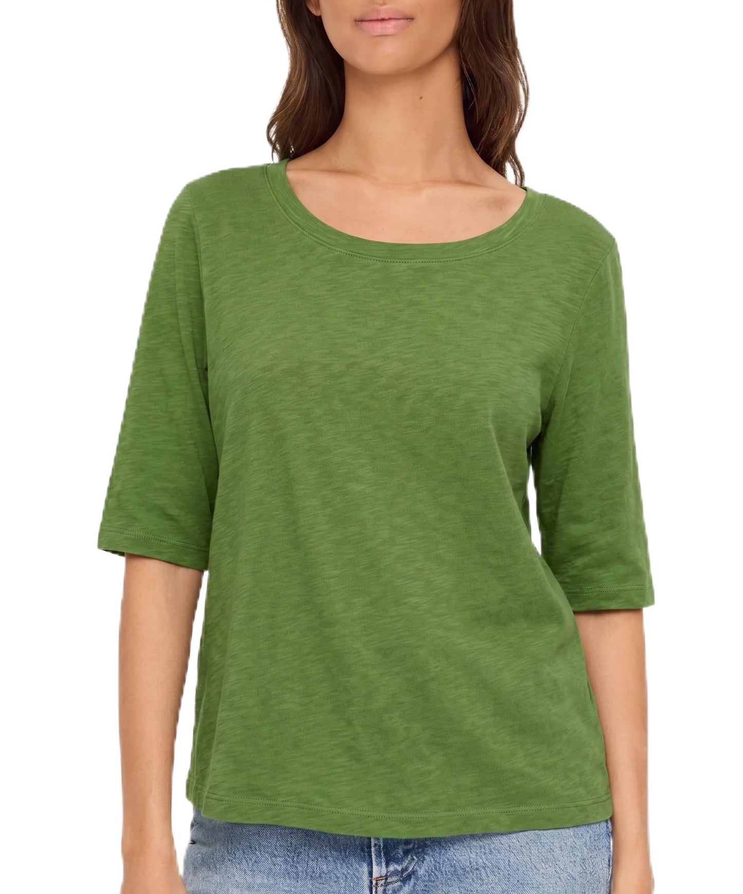 Michael Stars Women's Supima¿ Cotton Slub Elbow Sleeve Swing Tee