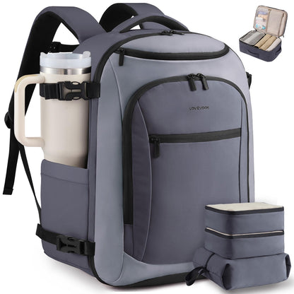 LOVEVOOK Travel Backpack for Women & Men,Airline Approved Carry On Backpack with 3 Packing Cubes