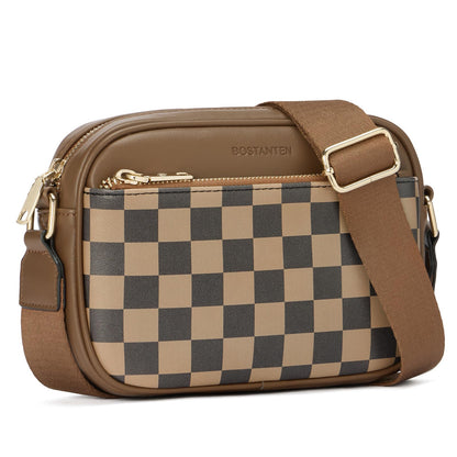 BOSTANTEN Quilted Crossbody Bags for Women Vegan Leather Purses Shoulder Handbags with Wide Strap