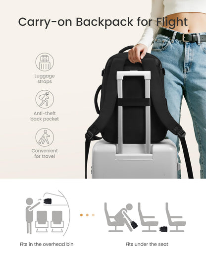 LOVEVOOK Travel Backpack for Women & Men,Airline Approved Carry On Backpack with 3 Packing Cubes