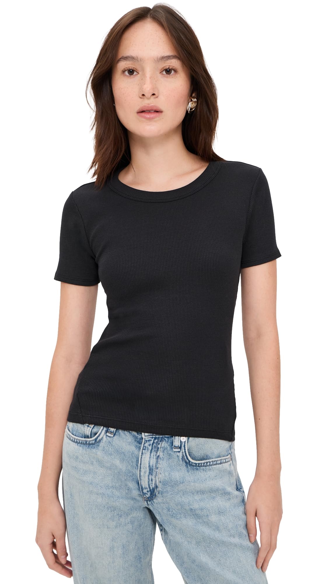 rag & bone Women's The Essential Rib Short Sleeve Crew Tee
