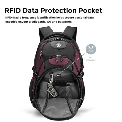 Swissdigital Business Travel Laptop Backpack-for Man and Woman with Smart USB Charging Port Fits 15.6 inches laptops, Blue