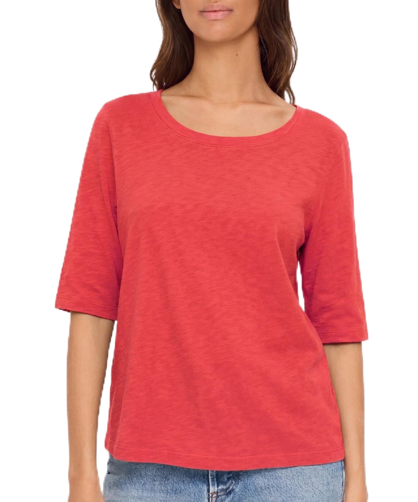 Michael Stars Women's Supima¿ Cotton Slub Elbow Sleeve Swing Tee