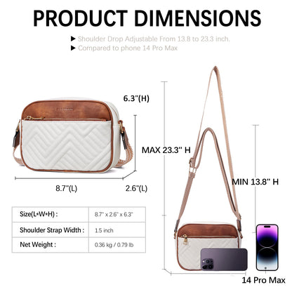 BOSTANTEN Quilted Crossbody Bags for Women Vegan Leather Purses Shoulder Handbags with Wide Strap