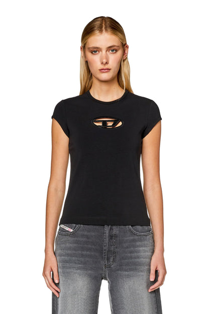 Diesel Women’s Slim Fit Logo T-Shirt – Stretch Cotton Crew Neck Short Sleeve Top, T-Angie