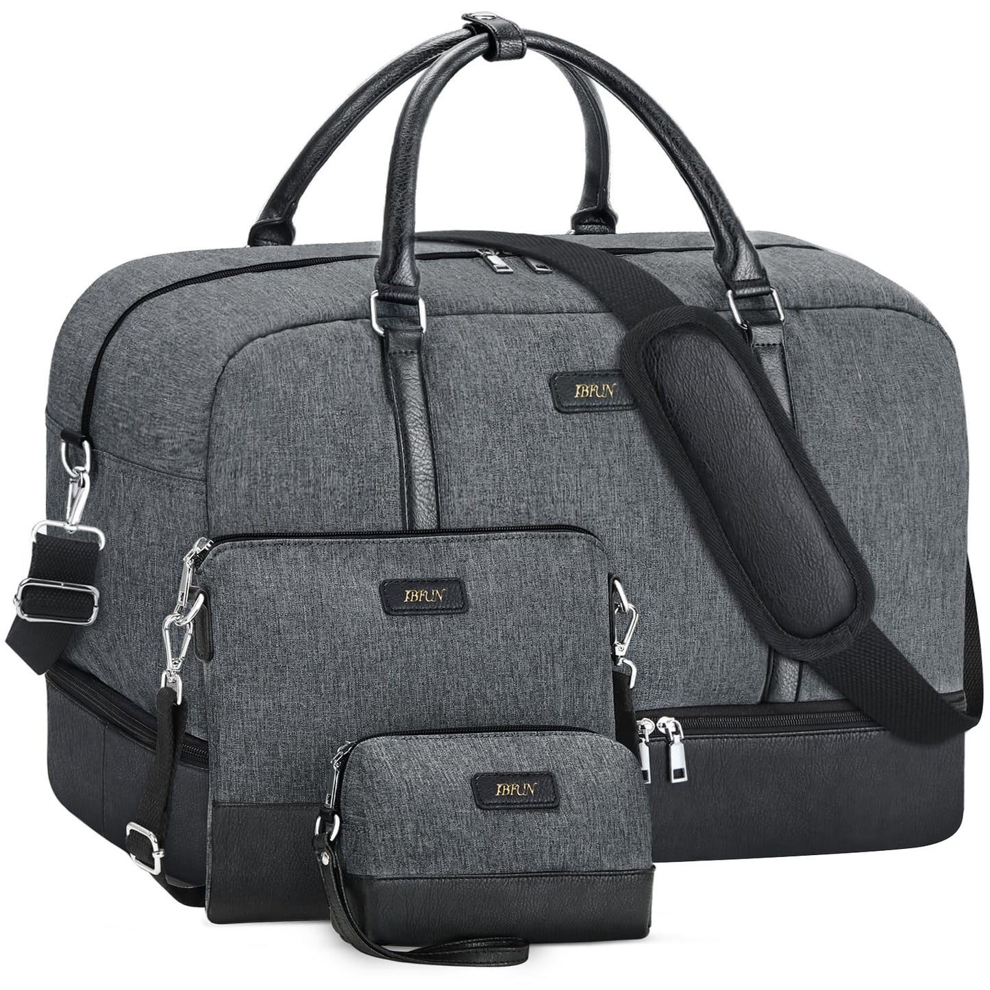 IBFUN Weekender Bags for Women, 21" Weekender Travel Bag, Travel Duffle Bag Carry on Overnight Duffel Bag 3PCS