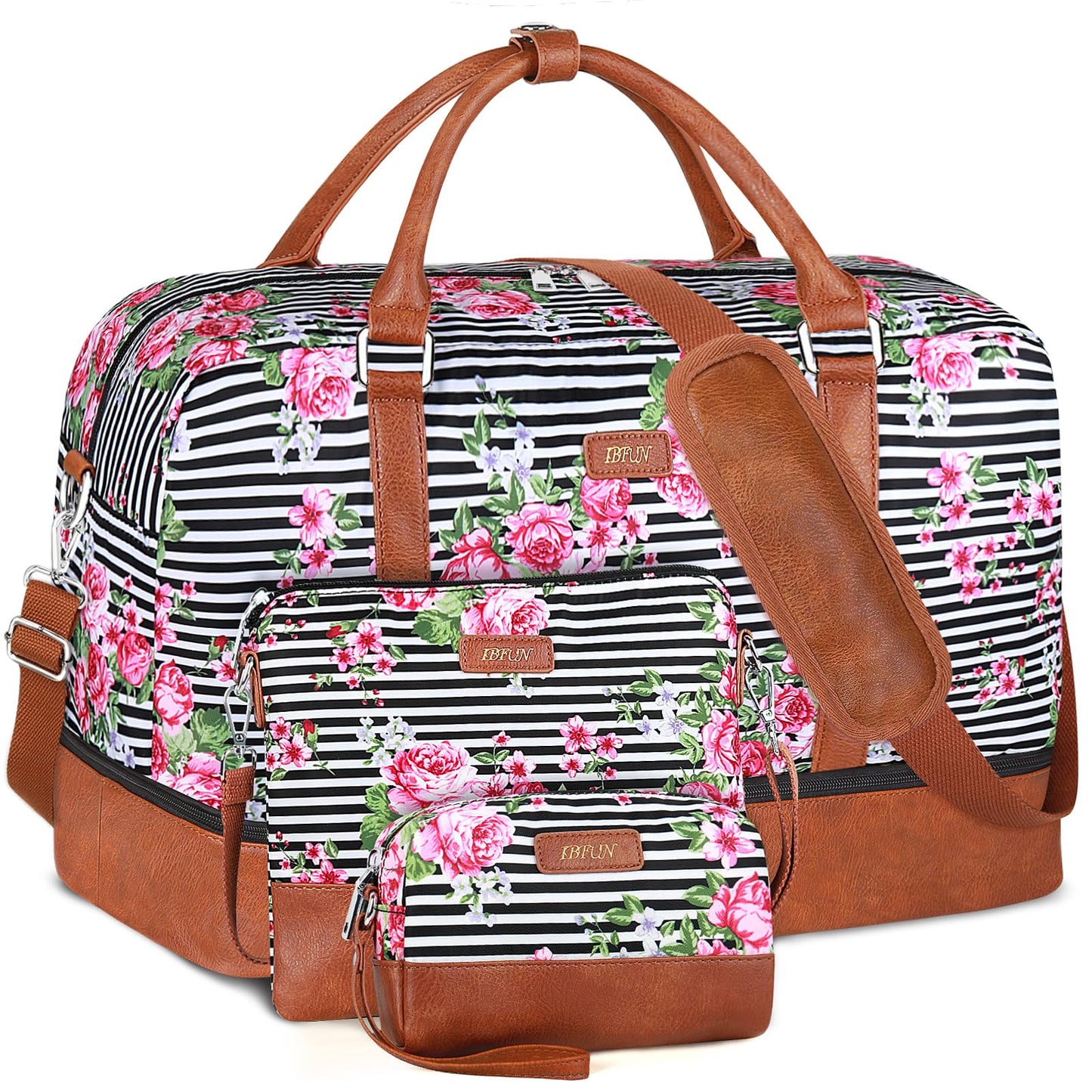 IBFUN Weekender Bags for Women, 21" Weekender Travel Bag, Travel Duffle Bag Carry on Overnight Duffel Bag 3PCS