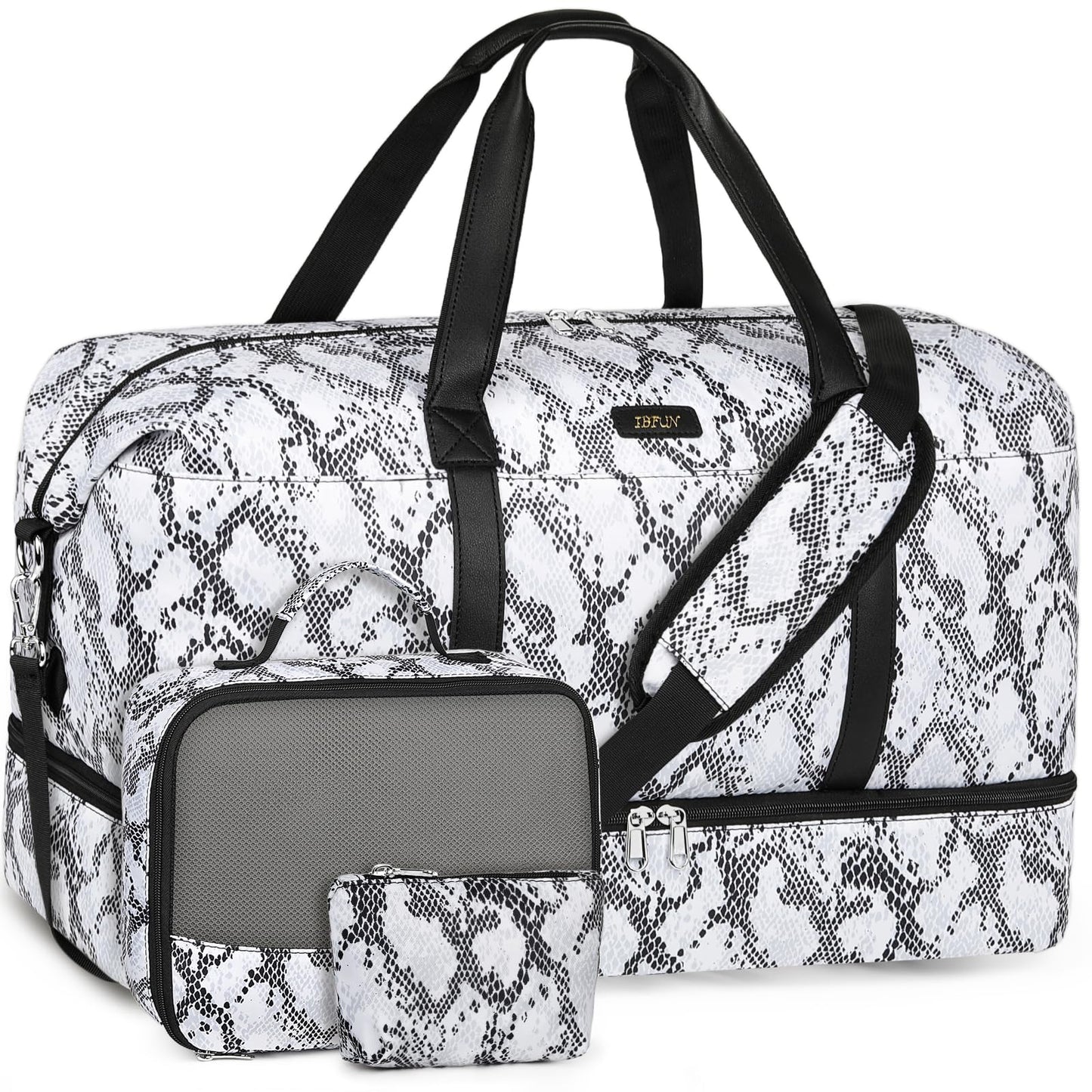 IBFUN Weekender Bags for Women, 21" Weekender Travel Bag, Travel Duffle Bag Carry on Overnight Duffel Bag 3PCS