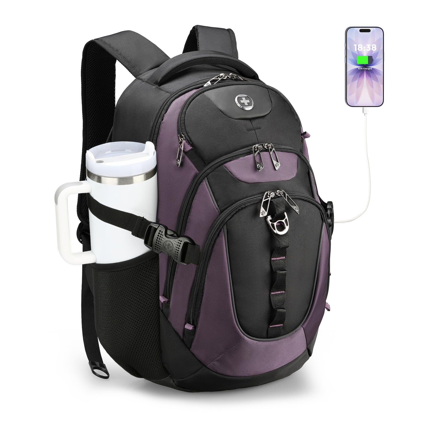 Swissdigital Business Travel Laptop Backpack-for Man and Woman with Smart USB Charging Port Fits 15.6 inches laptops, Blue