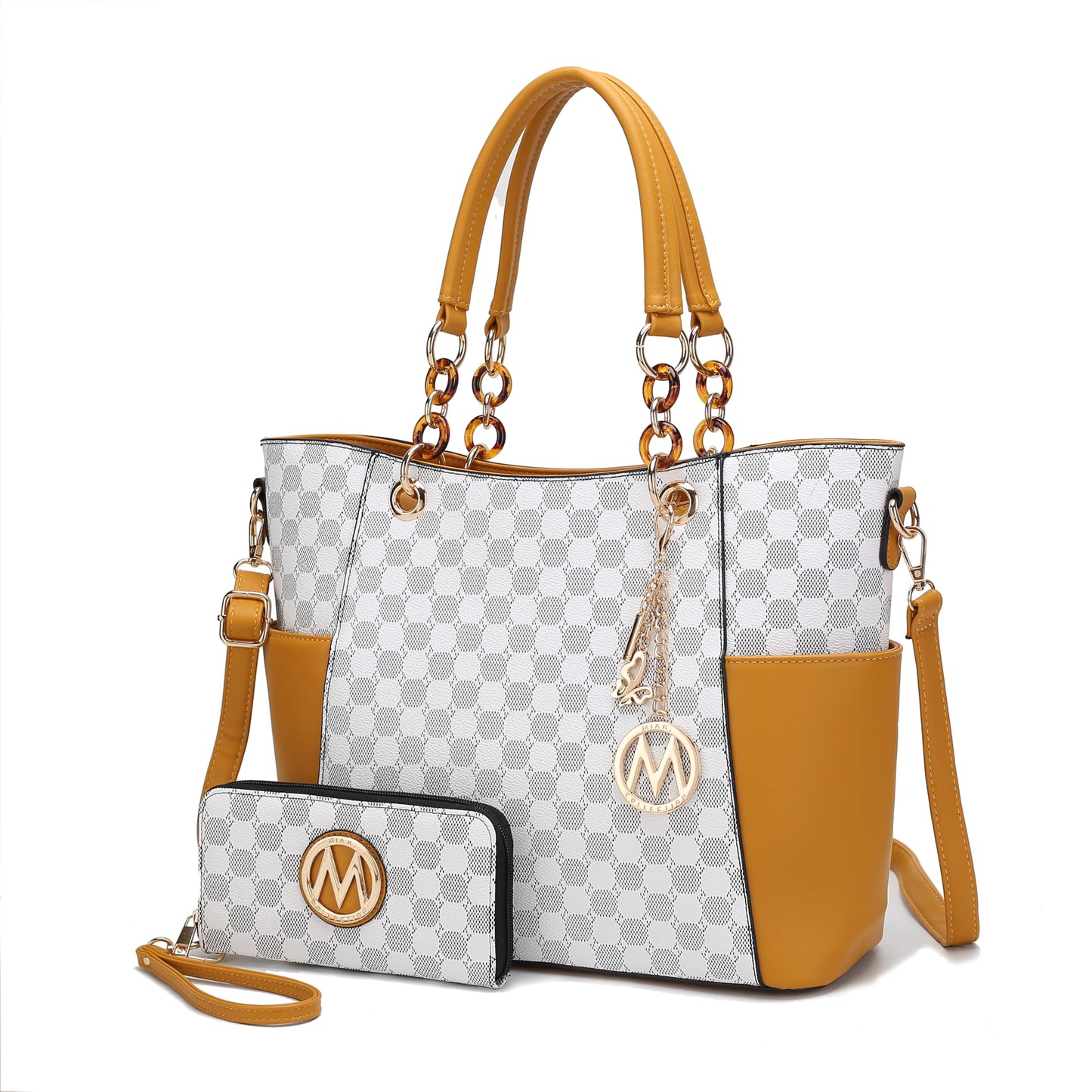 J’OMOR by Mia Merlina Tote Bag for Women, Print Handbag Set with Wallet Top-Handle Bag Vegan Leather Purse