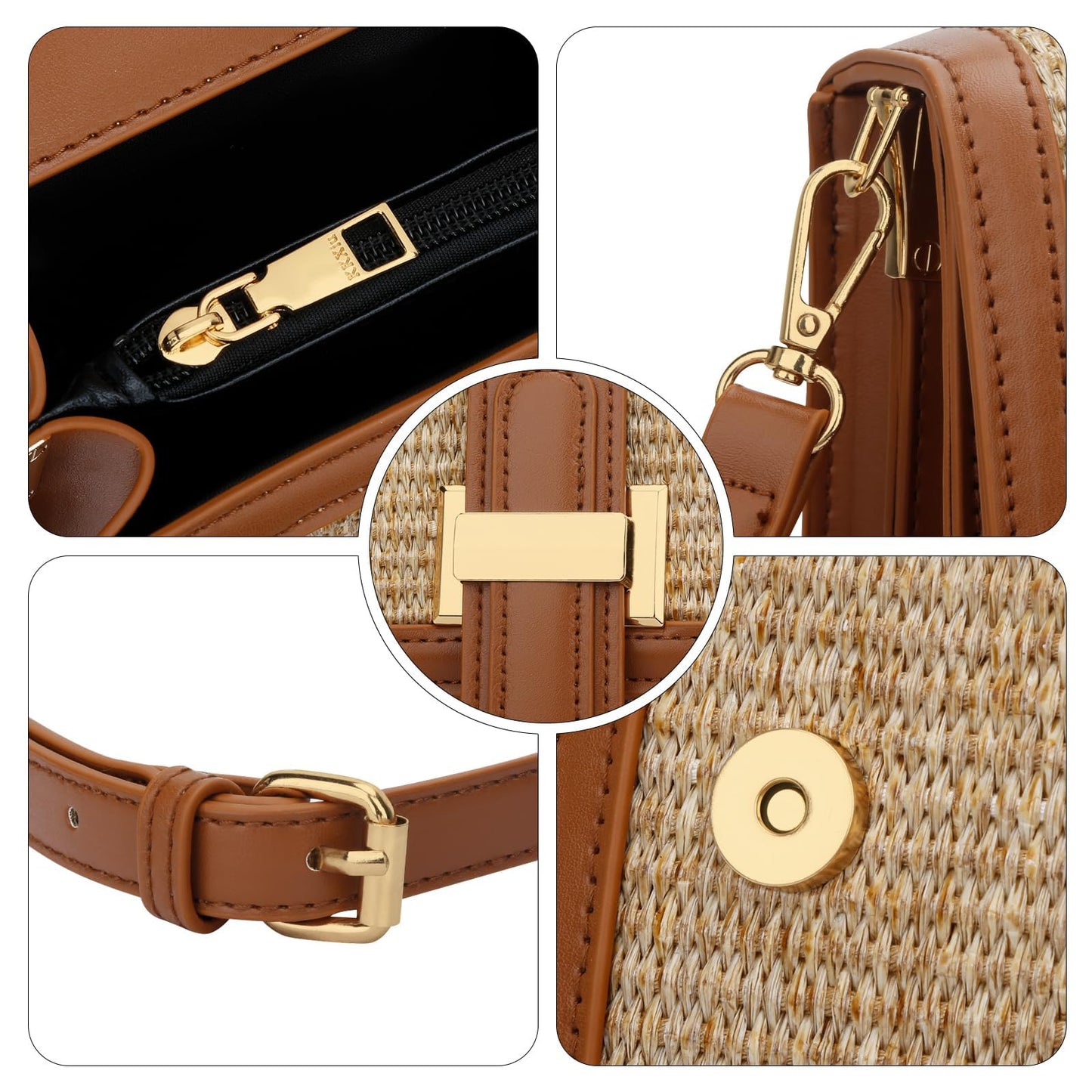 KKXIU Crossbody Bags for Women - Top Handle Purses for Lady, Leather Handbags Shoulder Clutch with Adjustable Shoulder Strap