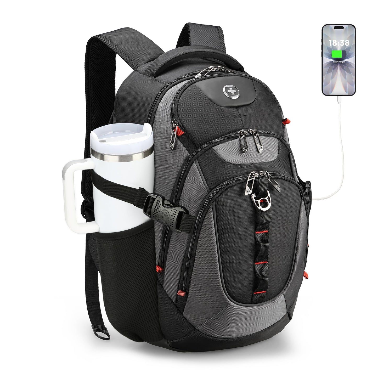 Swissdigital Business Travel Laptop Backpack-for Man and Woman with Smart USB Charging Port Fits 15.6 inches laptops, Blue
