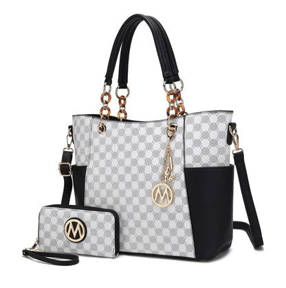 J’OMOR by Mia Merlina Tote Bag for Women, Print Handbag Set with Wallet Top-Handle Bag Vegan Leather Purse