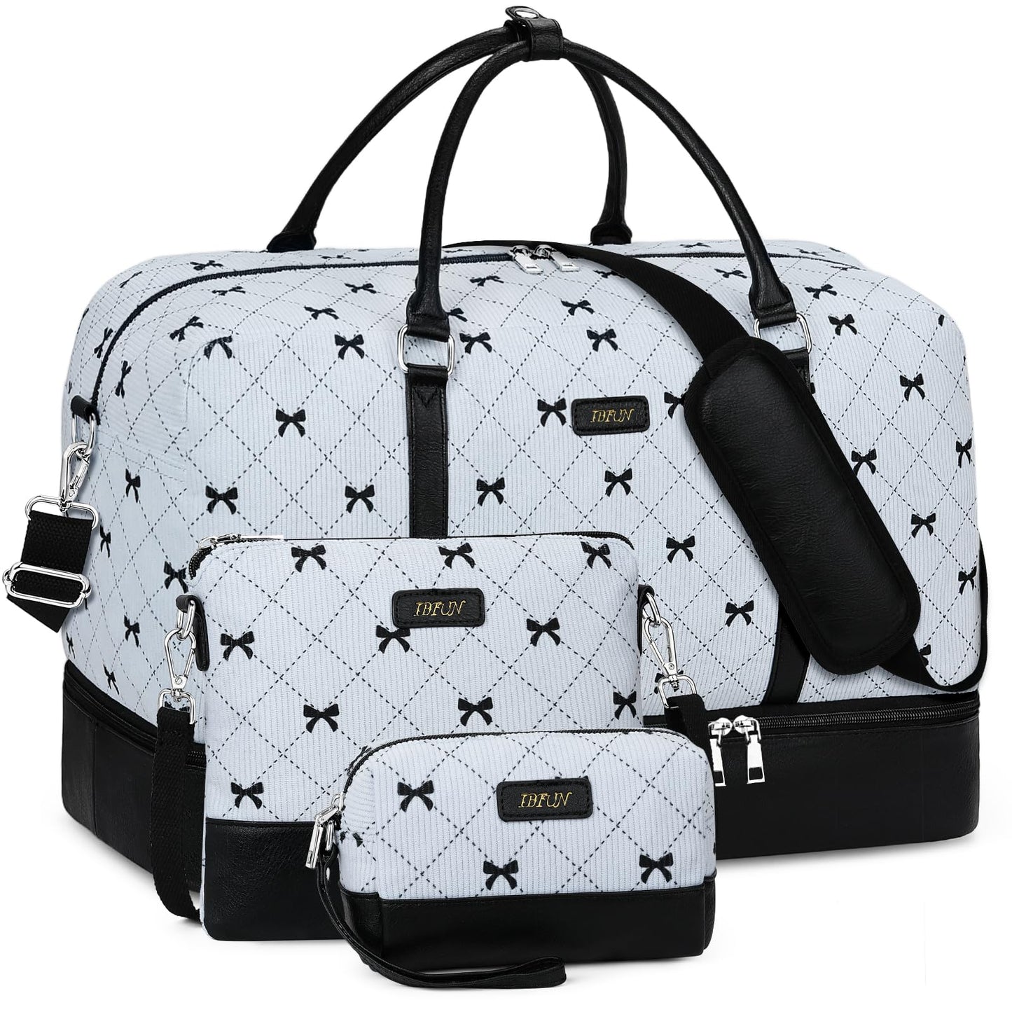 IBFUN Weekender Bags for Women, 21" Weekender Travel Bag, Travel Duffle Bag Carry on Overnight Duffel Bag 3PCS