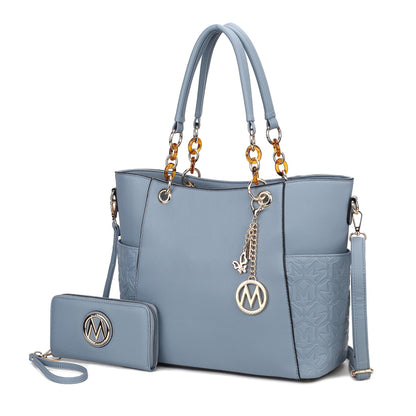 J’OMOR by Mia Merlina Tote Bag for Women, Print Handbag Set with Wallet Top-Handle Bag Vegan Leather Purse