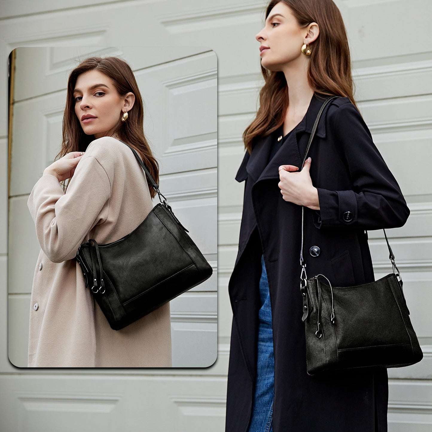Iswee Leather Crossbody Bags for Women Shoulder Purse Medium Hobo Genuine Leather Satchel Purses and Handbags