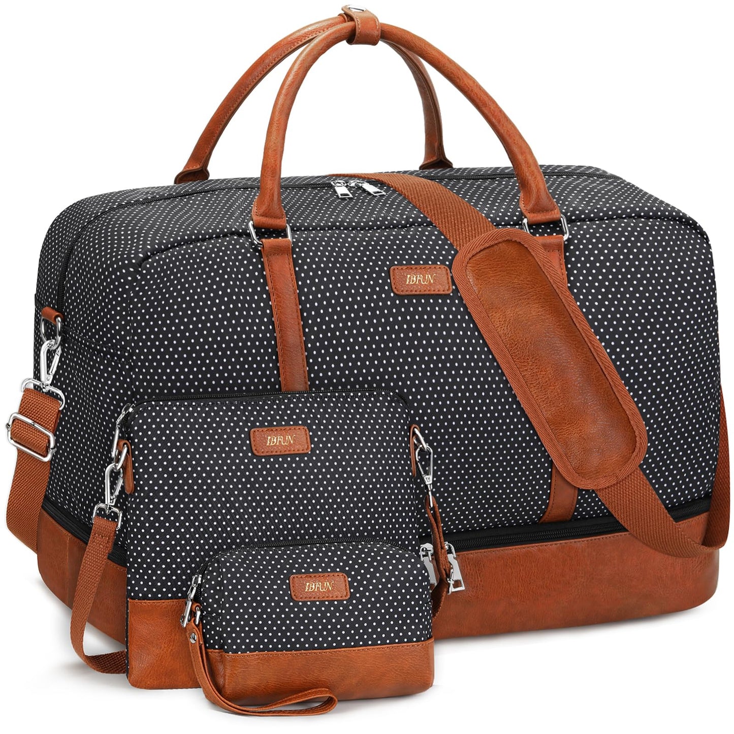 IBFUN Weekender Bags for Women, 21" Weekender Travel Bag, Travel Duffle Bag Carry on Overnight Duffel Bag 3PCS