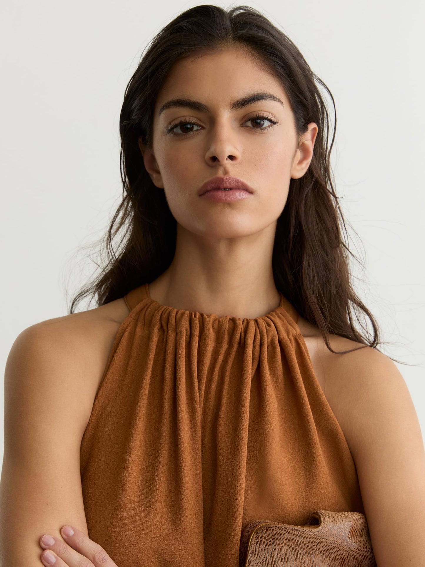 REISS Womens' Maeve Drape Detail Occasion Midi Dress