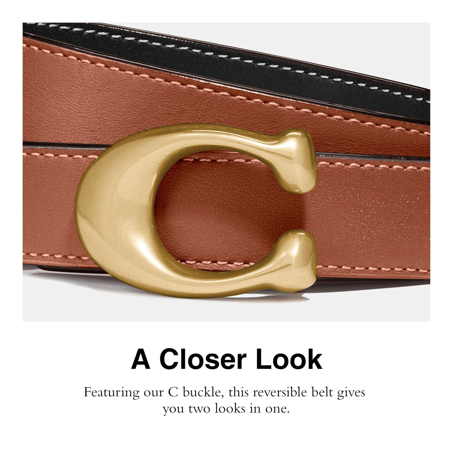 COACH 25mm Sculpted C Reversible Belt