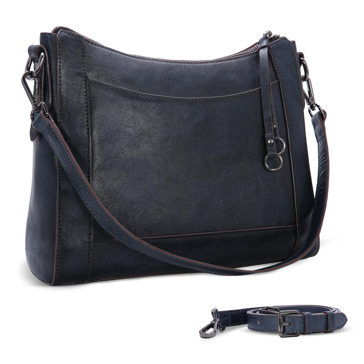 Iswee Leather Crossbody Bags for Women Shoulder Purse Medium Hobo Genuine Leather Satchel Purses and Handbags