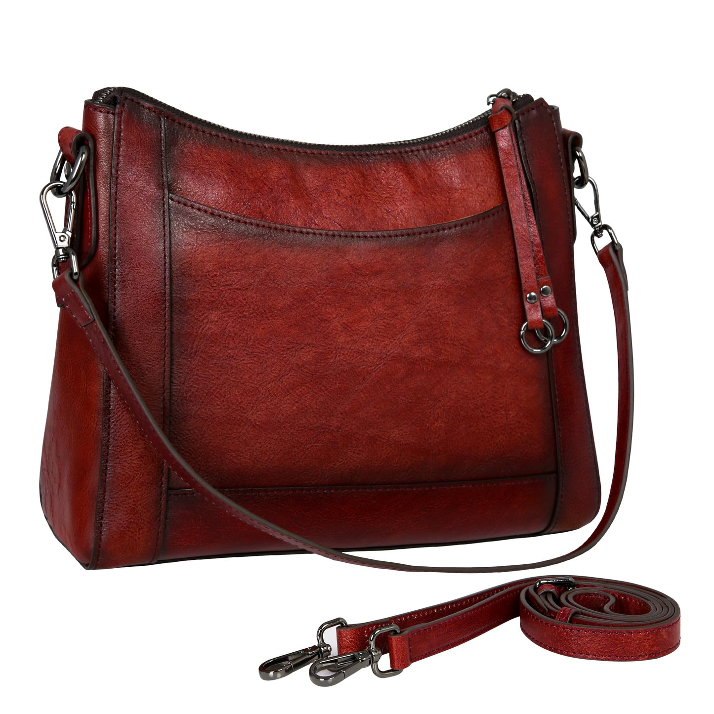 Iswee Leather Crossbody Bags for Women Shoulder Purse Medium Hobo Genuine Leather Satchel Purses and Handbags