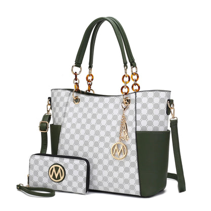 J’OMOR by Mia Merlina Tote Bag for Women, Print Handbag Set with Wallet Top-Handle Bag Vegan Leather Purse
