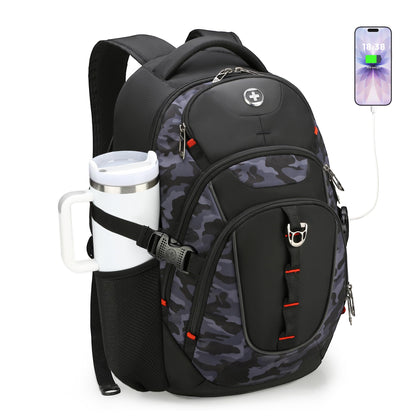 Swissdigital Business Travel Laptop Backpack-for Man and Woman with Smart USB Charging Port Fits 15.6 inches laptops, Blue