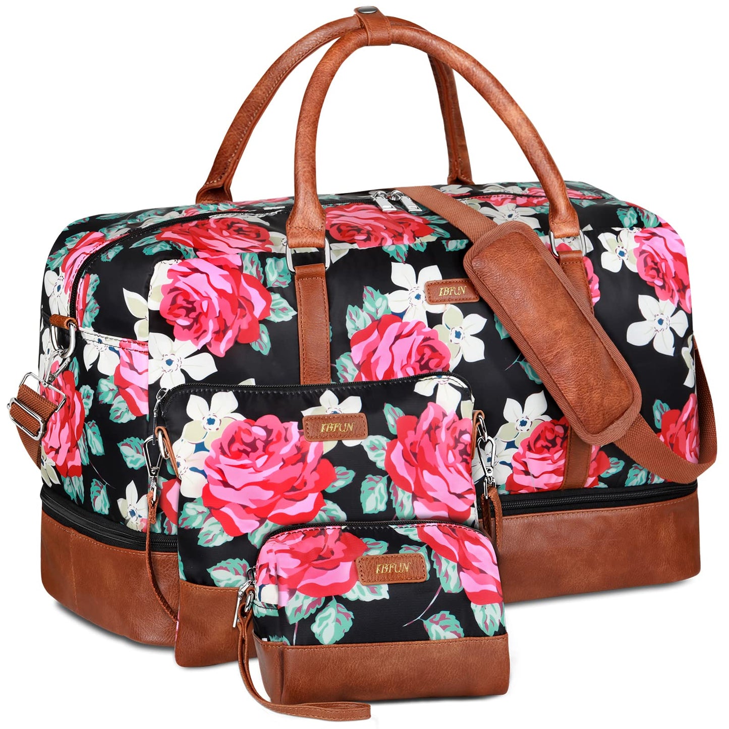 IBFUN Weekender Bags for Women, 21" Weekender Travel Bag, Travel Duffle Bag Carry on Overnight Duffel Bag 3PCS