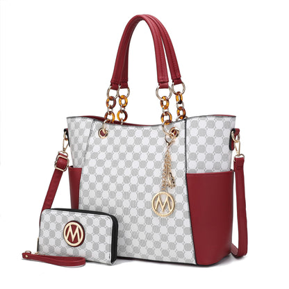 J’OMOR by Mia Merlina Tote Bag for Women, Print Handbag Set with Wallet Top-Handle Bag Vegan Leather Purse