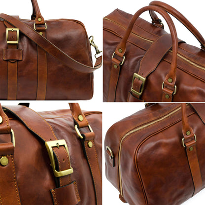 Leather Duffle Bag - Full Grain Leather Travel Bag for Men and Women - Carry on Duffel Bag - Time Resistance
