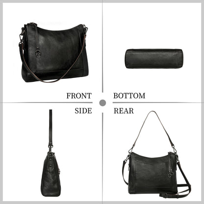 Iswee Leather Crossbody Bags for Women Shoulder Purse Medium Hobo Genuine Leather Satchel Purses and Handbags