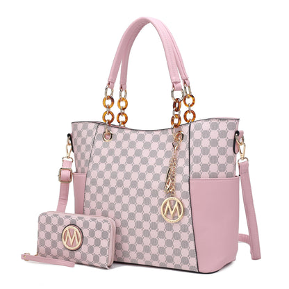 J’OMOR by Mia Merlina Tote Bag for Women, Print Handbag Set with Wallet Top-Handle Bag Vegan Leather Purse