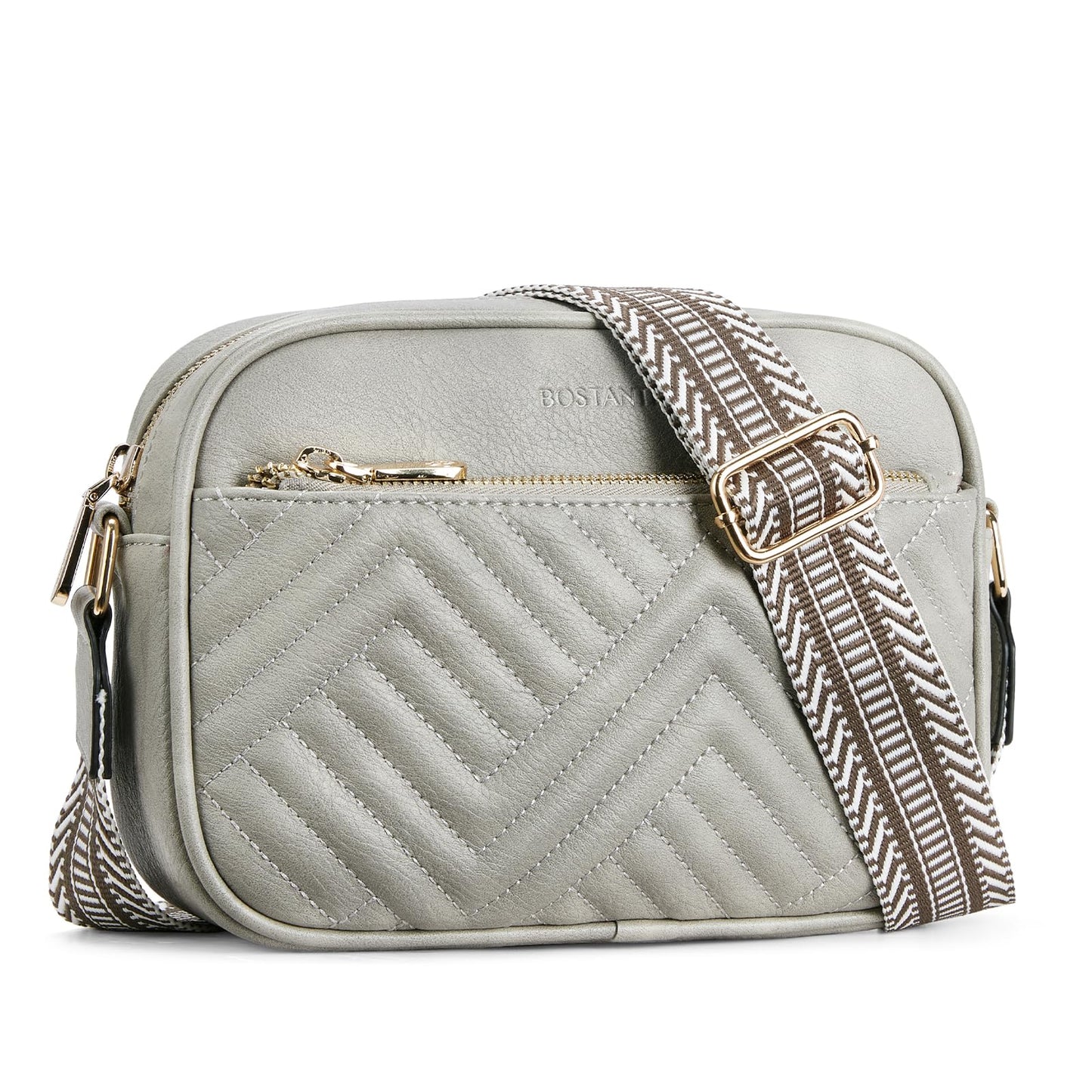 BOSTANTEN Quilted Crossbody Bags for Women Vegan Leather Purses Shoulder Handbags with Wide Strap