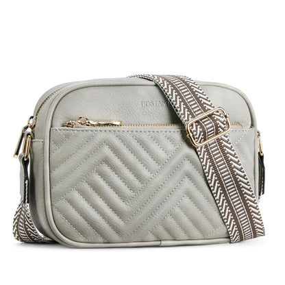 BOSTANTEN Quilted Crossbody Bags for Women Vegan Leather Purses Shoulder Handbags with Wide Strap