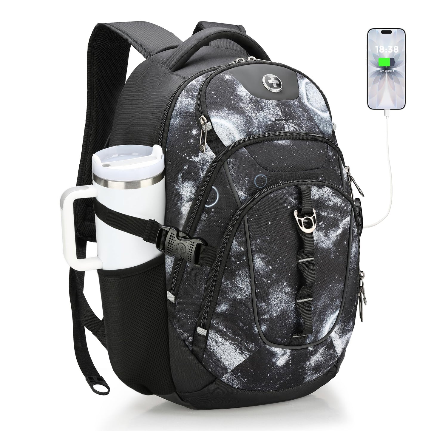 Swissdigital Business Travel Laptop Backpack-for Man and Woman with Smart USB Charging Port Fits 15.6 inches laptops, Blue