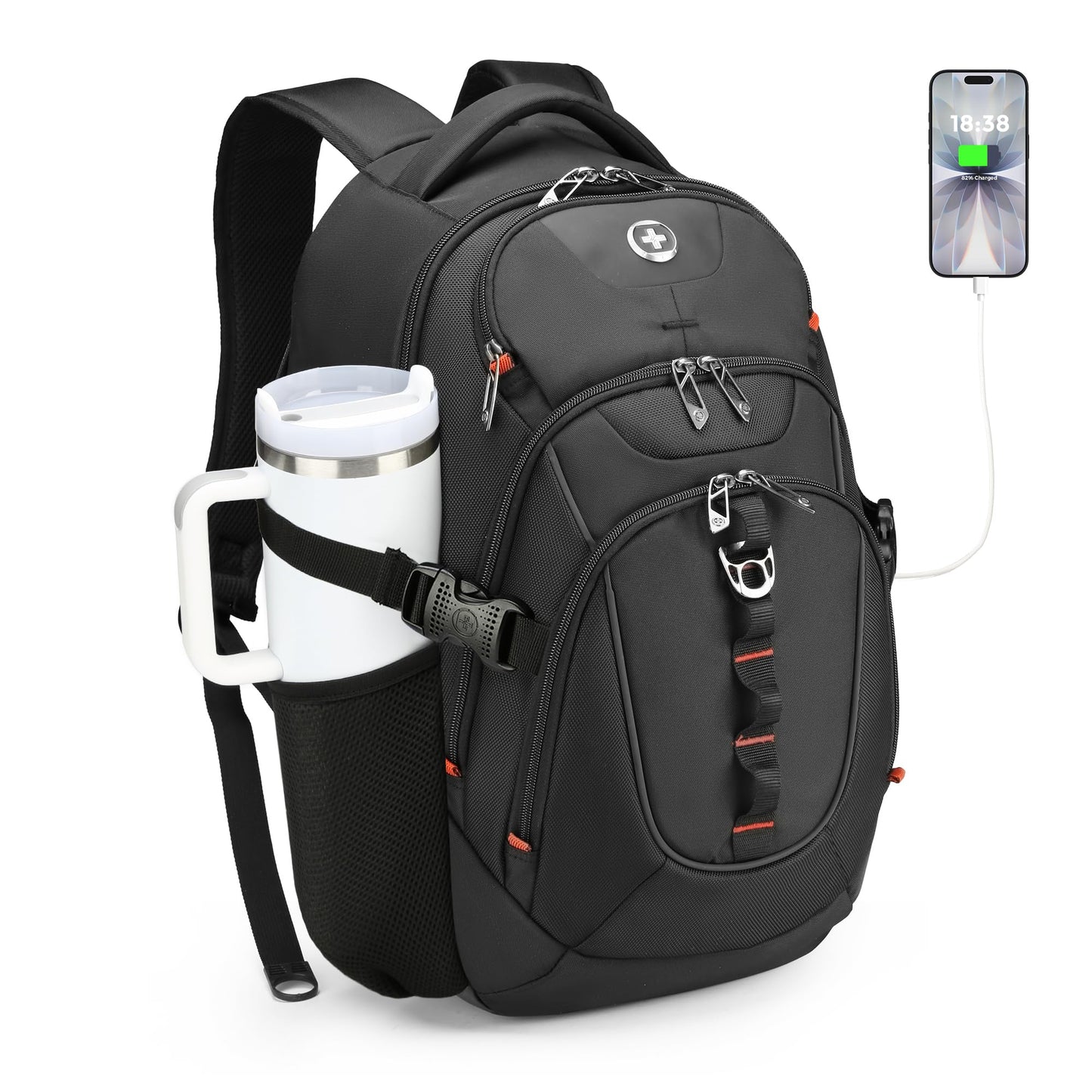 Swissdigital Business Travel Laptop Backpack-for Man and Woman with Smart USB Charging Port Fits 15.6 inches laptops, Blue