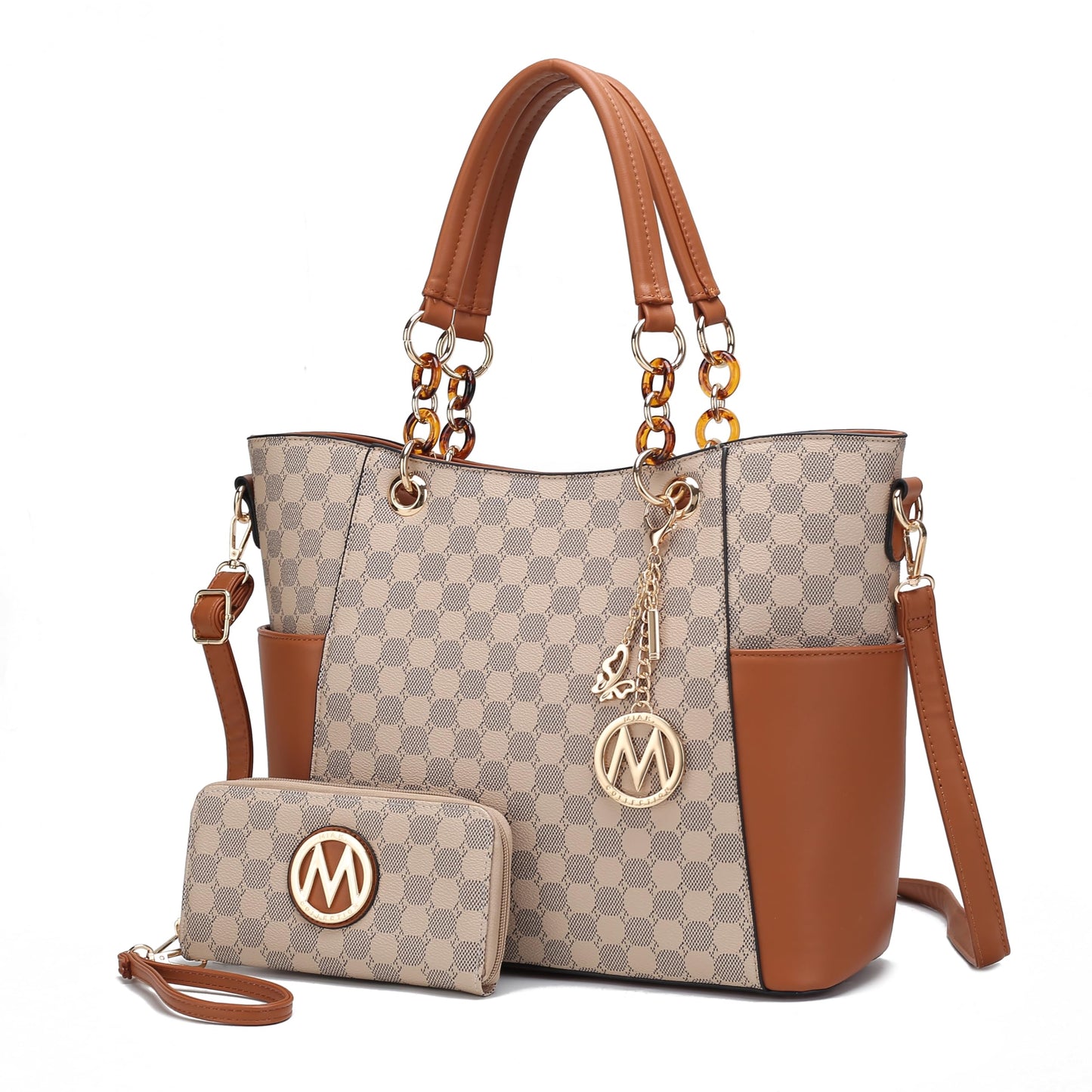 J’OMOR by Mia Merlina Tote Bag for Women, Print Handbag Set with Wallet Top-Handle Bag Vegan Leather Purse