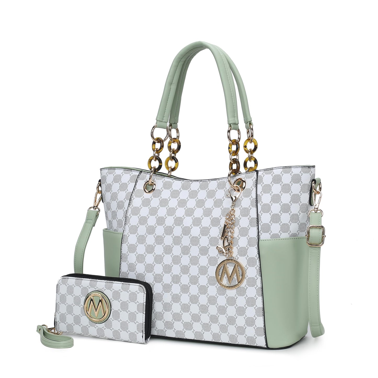 J’OMOR by Mia Merlina Tote Bag for Women, Print Handbag Set with Wallet Top-Handle Bag Vegan Leather Purse