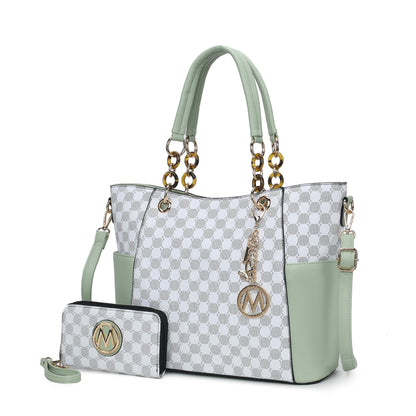 J’OMOR by Mia Merlina Tote Bag for Women, Print Handbag Set with Wallet Top-Handle Bag Vegan Leather Purse