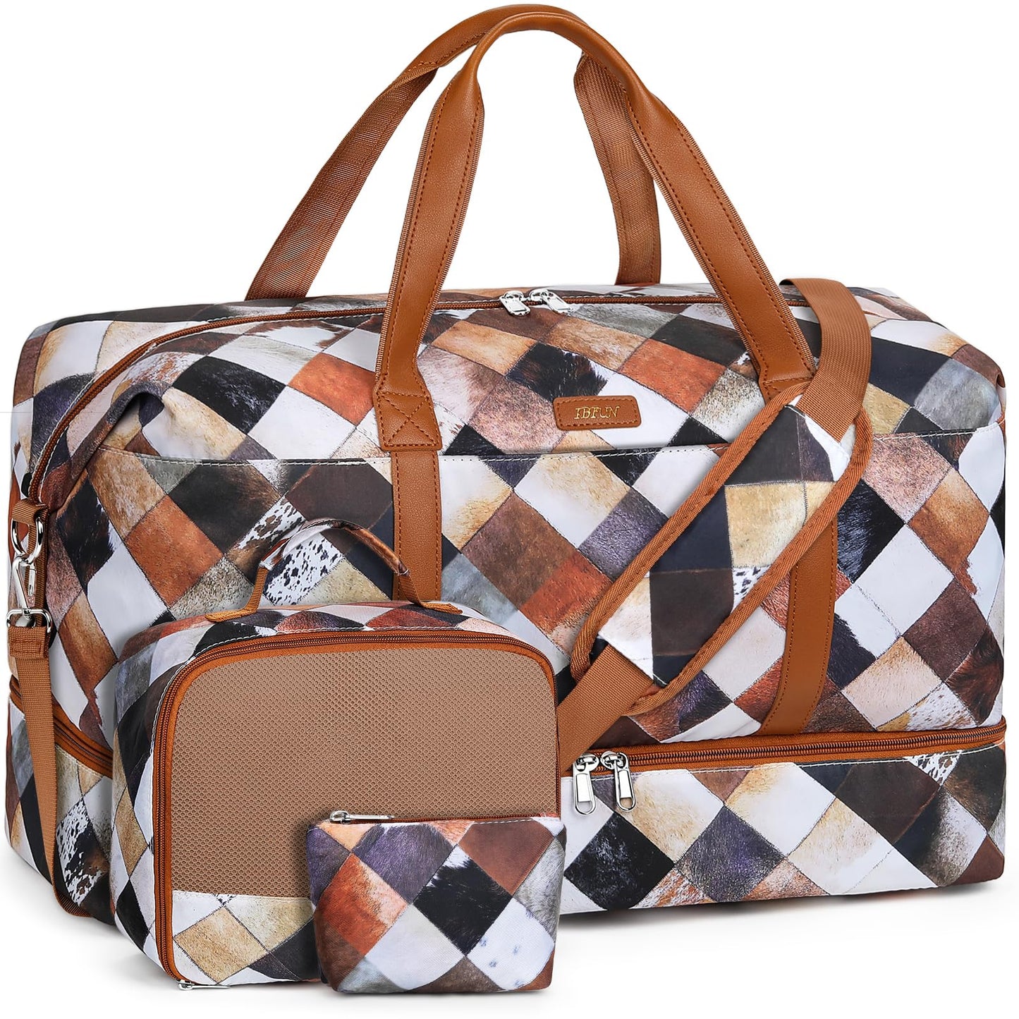 IBFUN Weekender Bags for Women, 21" Weekender Travel Bag, Travel Duffle Bag Carry on Overnight Duffel Bag 3PCS