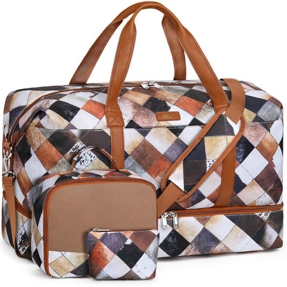 IBFUN Weekender Bags for Women, 21" Weekender Travel Bag, Travel Duffle Bag Carry on Overnight Duffel Bag 3PCS