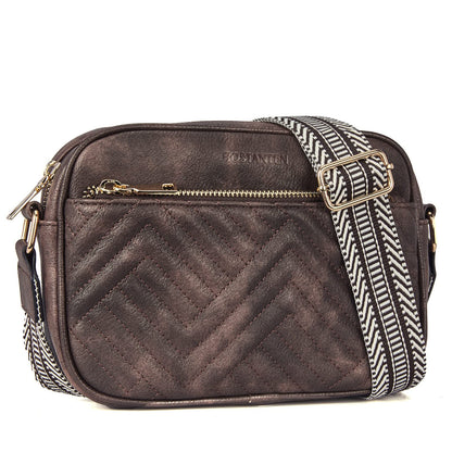 BOSTANTEN Quilted Crossbody Bags for Women Vegan Leather Purses Shoulder Handbags with Wide Strap