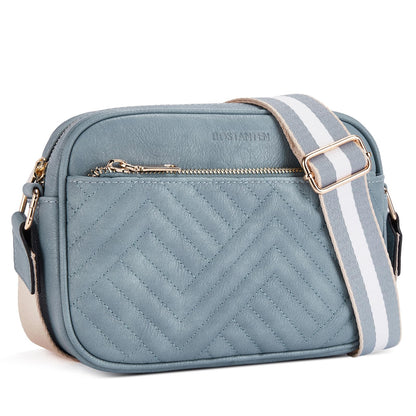BOSTANTEN Quilted Crossbody Bags for Women Vegan Leather Purses Shoulder Handbags with Wide Strap