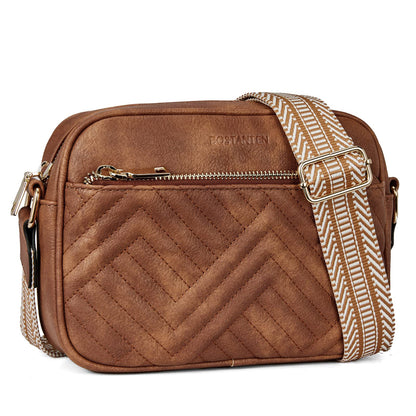 BOSTANTEN Quilted Crossbody Bags for Women Vegan Leather Purses Shoulder Handbags with Wide Strap