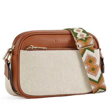 BOSTANTEN Quilted Crossbody Bags for Women Vegan Leather Purses Shoulder Handbags with Wide Strap