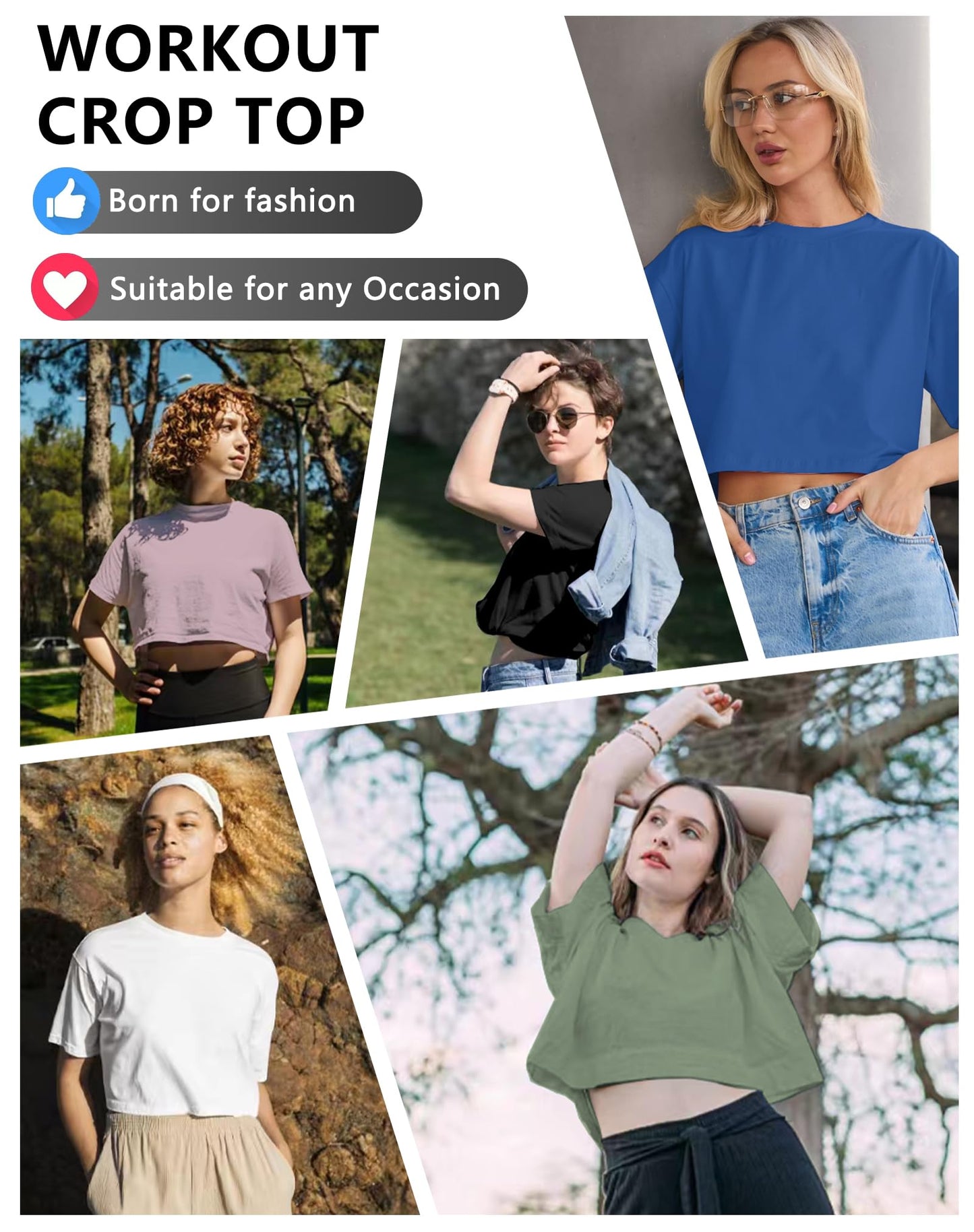 Dalavch 4/6 Pack Women's Crop Top Short Sleeve Athletic Workout Yoga Running Gym Casual Tees T-Shirts Loose Fit