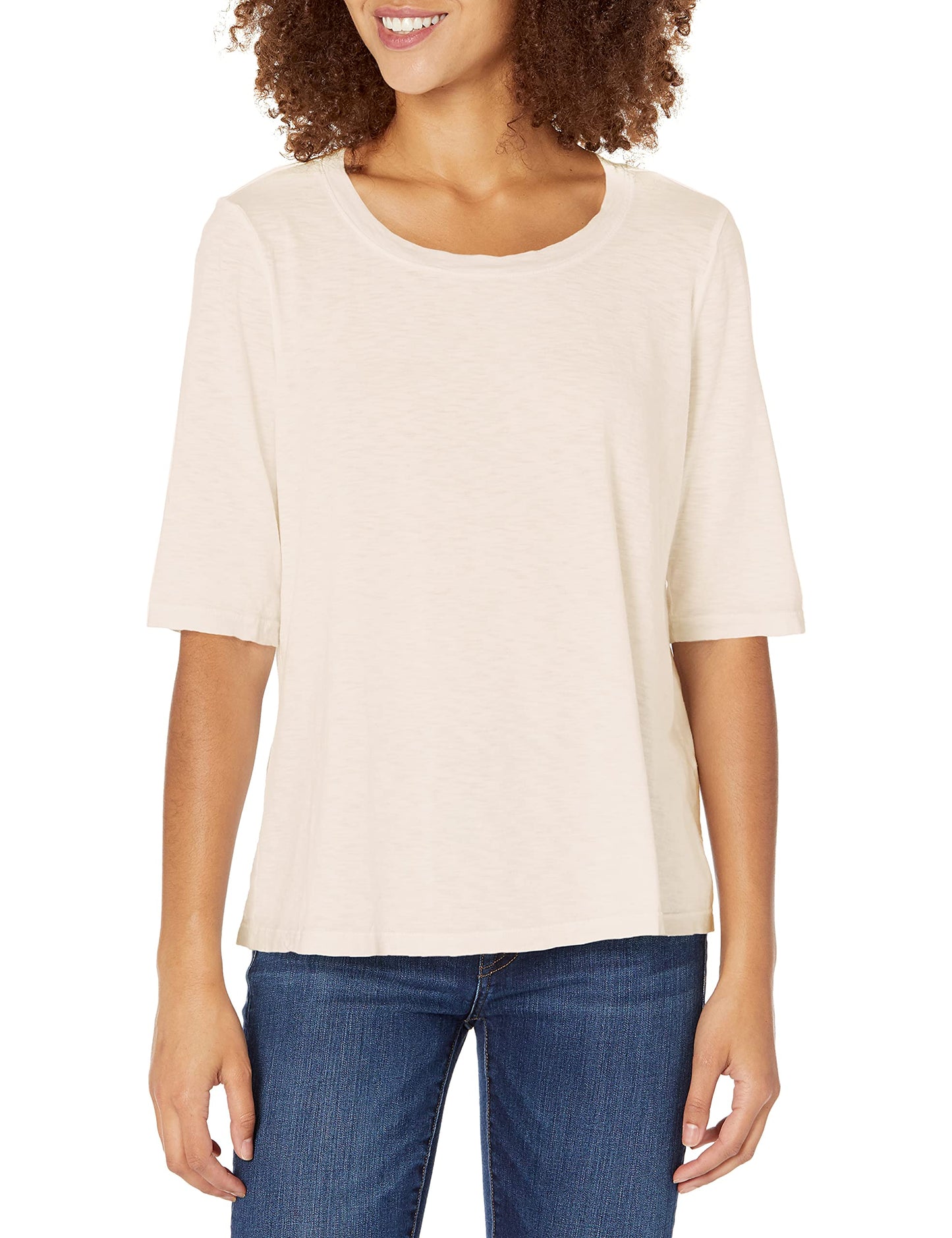Michael Stars Women's Supima¿ Cotton Slub Elbow Sleeve Swing Tee
